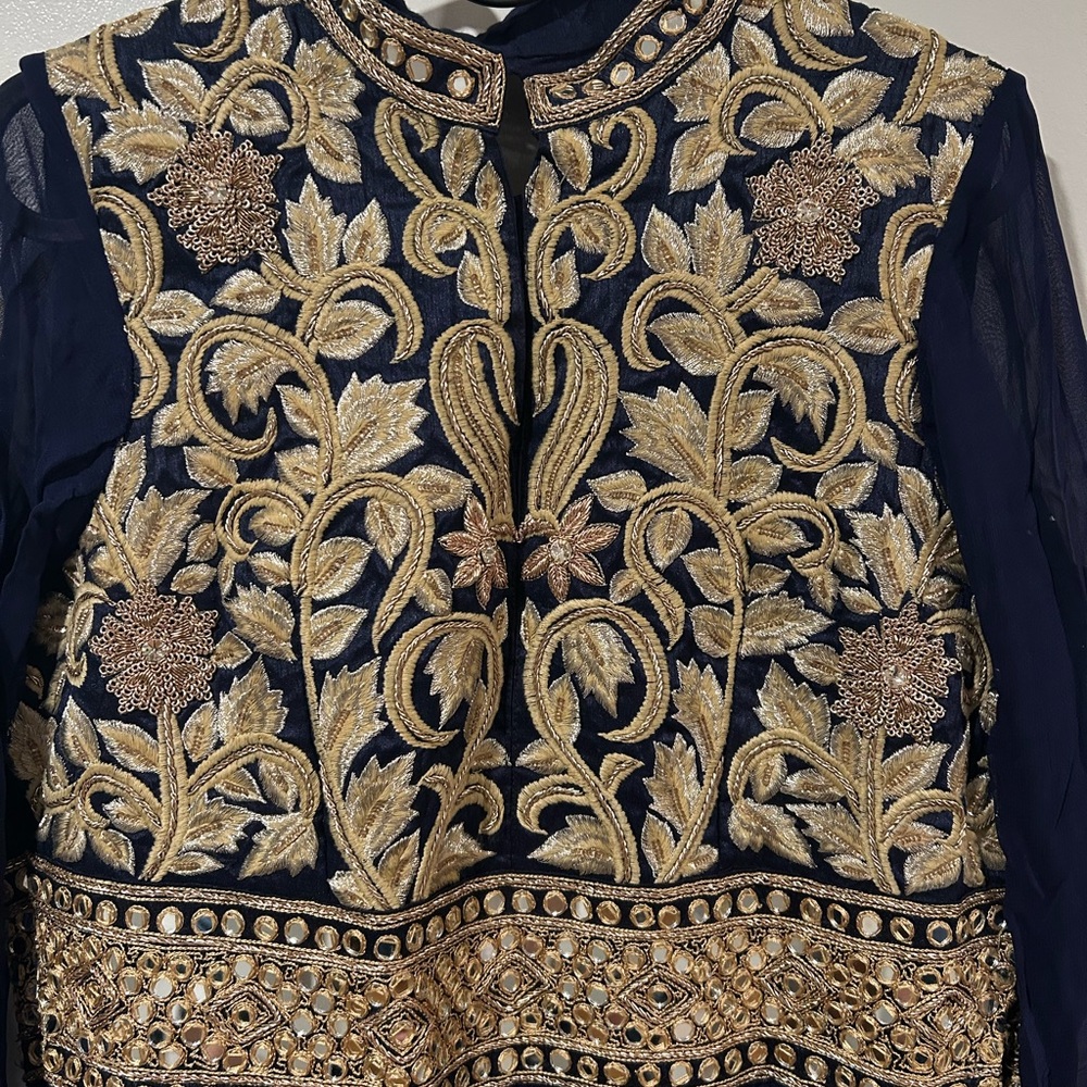 Elegant Navy Blue and gold anarkali